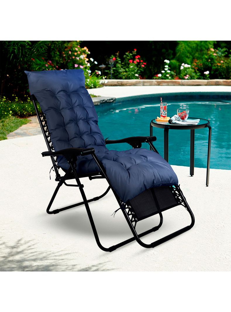 Reposera Plegable y Reclinable Acolchada Azul-1