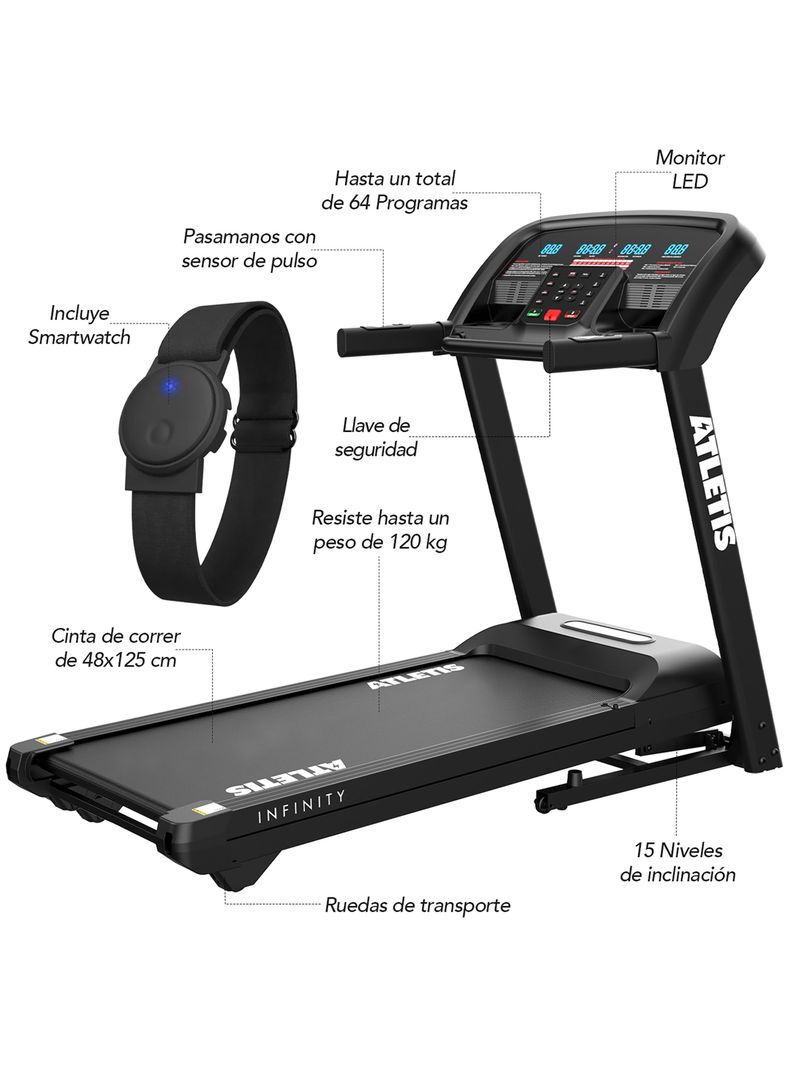 Trotadora Infinity IV 18km/h Auto Inc con Smartwatch-1
