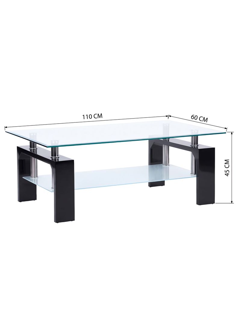 Mesa De Centro De Mdf Y Vidrio 45x60x110 cm Negro-2