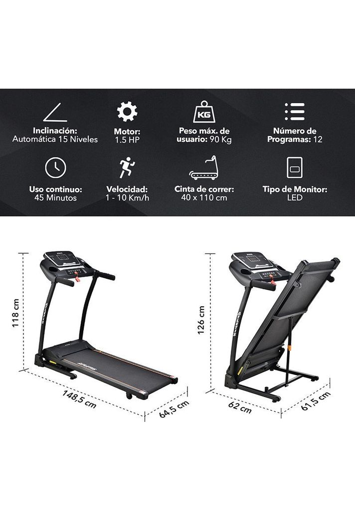 Trotadora Eléctrica Ultra X600 Incl Automática Led y Altav-2
