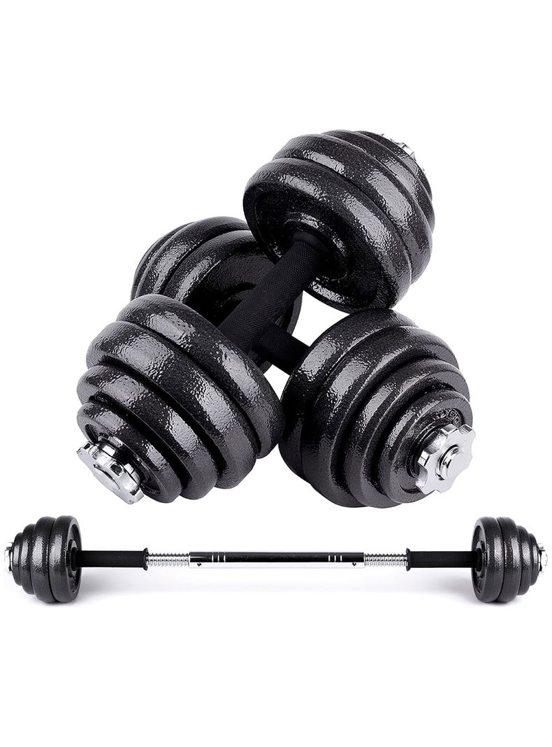 Set Barra Mancuernas Atletis Metal 30Kg Negro-0