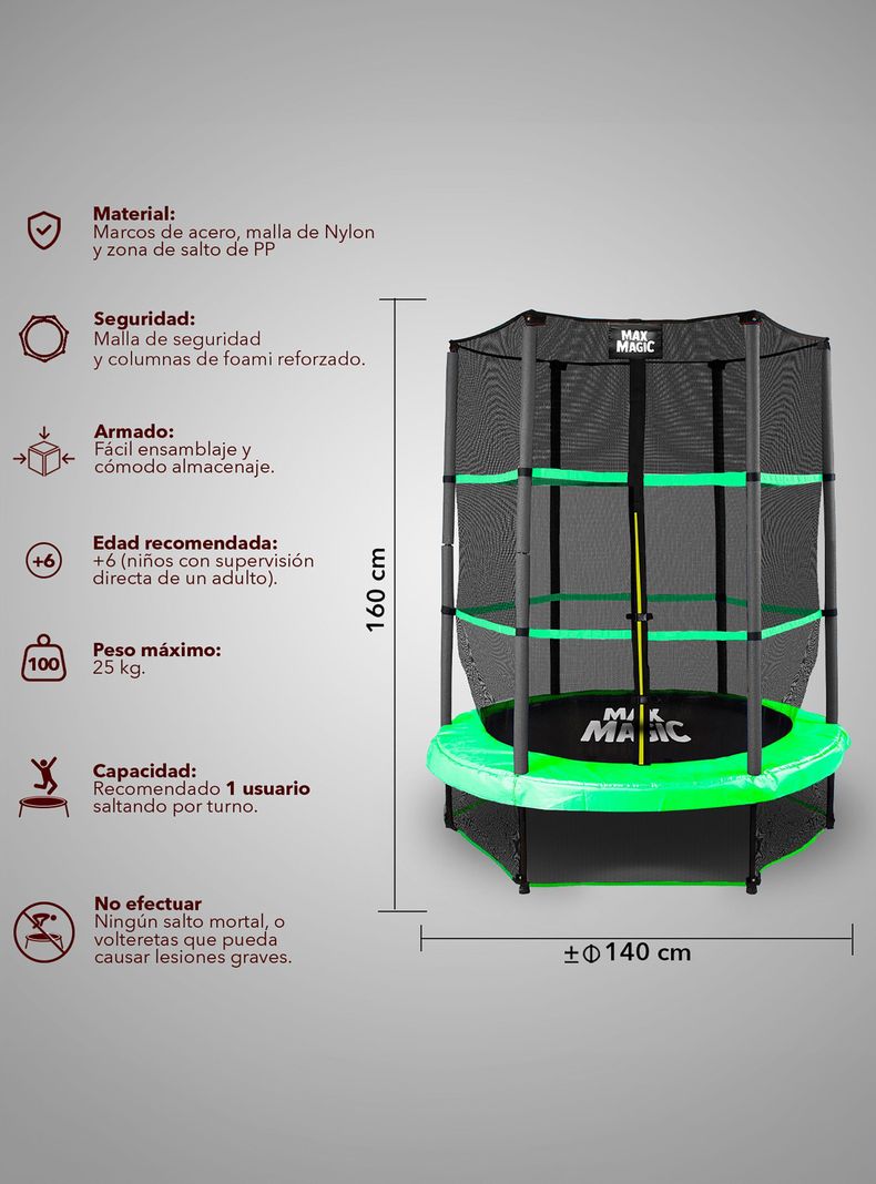 Cama Elástica 140 cm Verde-2