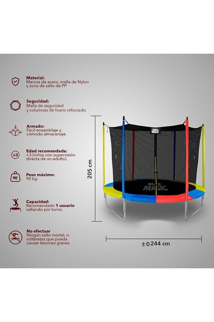 Cama Elástica 244 cm (8 Ft) Único Color-2