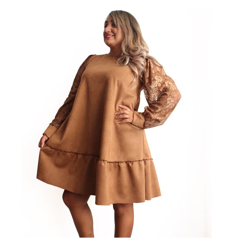 Vestido Olivia Manga Larga Camel-0