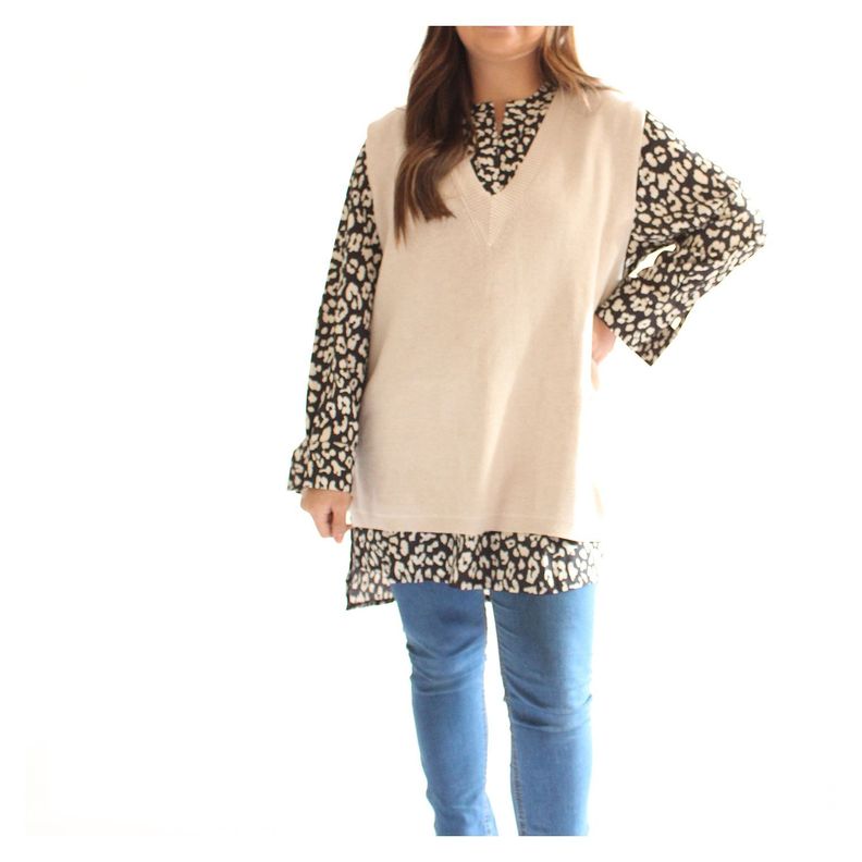 Sweater Vest Beige Elasticado-1