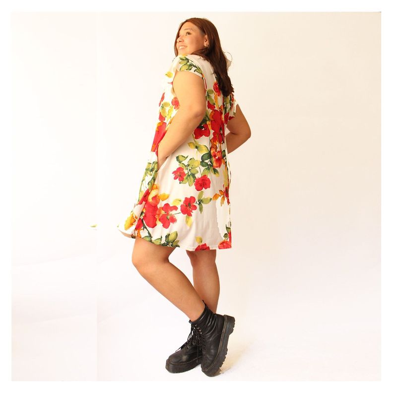 Vestido Manga Corta Floreado-1