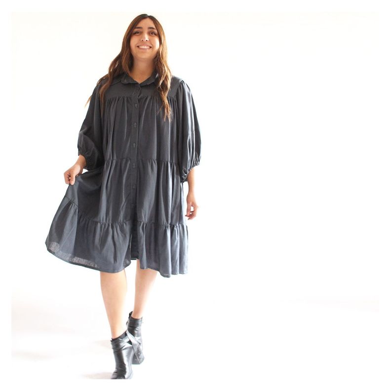 Vestido Lino Manga 3/4-0