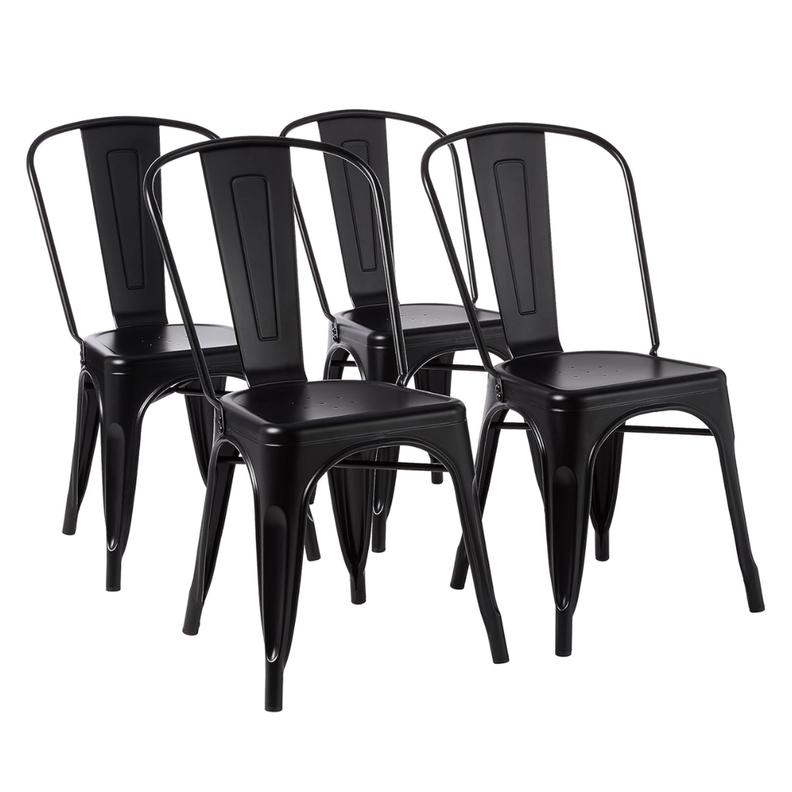 Pack 4 Sillas Tolix Acero Negras | Resistente para Exterior e Interior-0