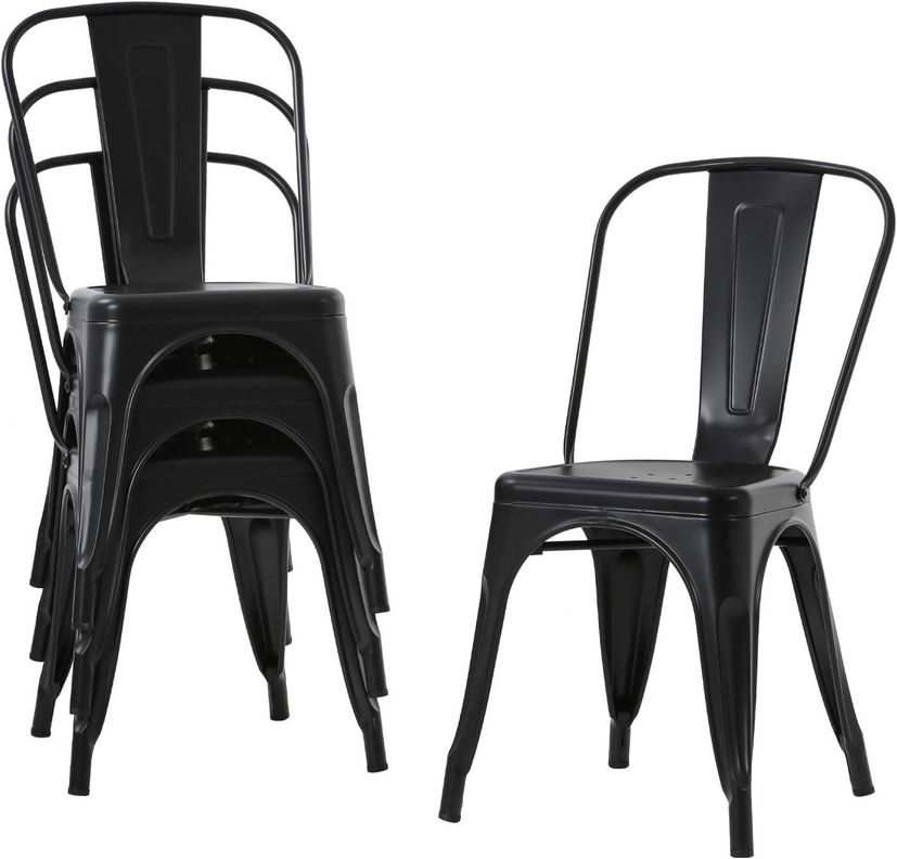 Pack 4 Sillas Tolix Acero Negras | Resistente para Exterior e Interior-4