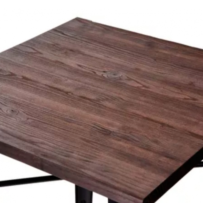 Mesa Cuadrada Industrial Tolix 80x80 | Hogar o Negocio| Acero y Madera-2