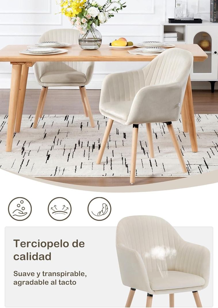 Pack 2 Butacas Sitiales Almer Velvet Beige | Sala, Dormitorio u Oficina-5