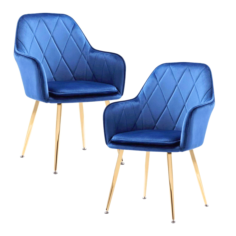 Pack 2 Sillón Sitial Diamante Terciopelo Azul | Moderno y Cómodo-0