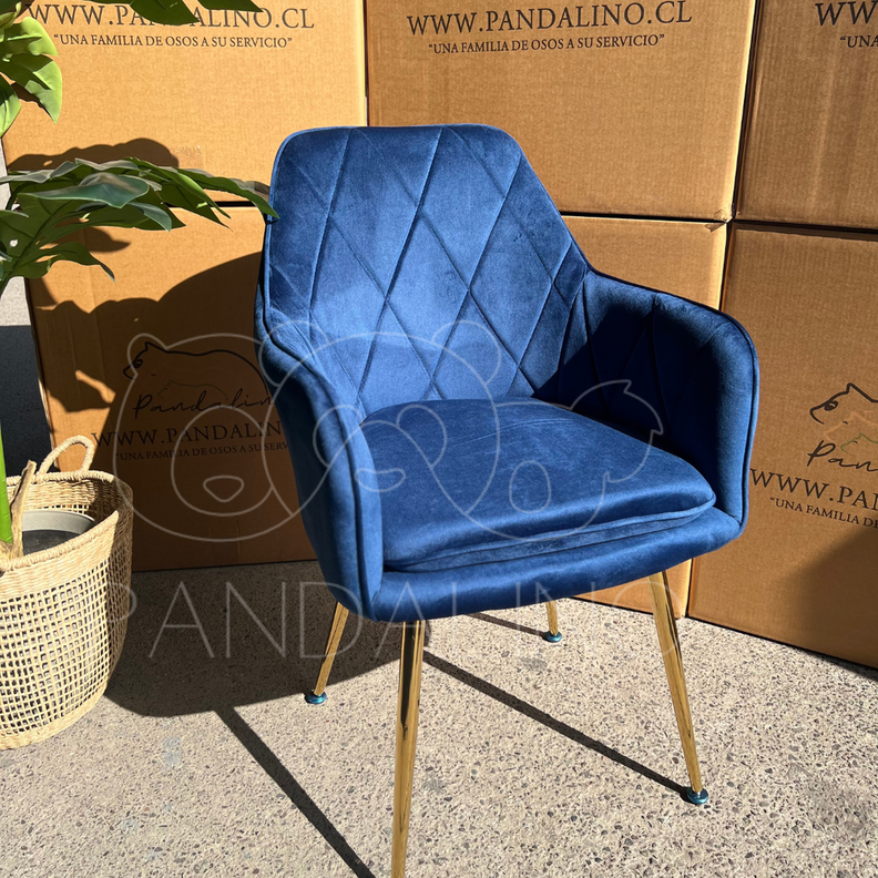 Pack 2 Sillón Sitial Diamante Terciopelo Azul | Moderno y Cómodo-1