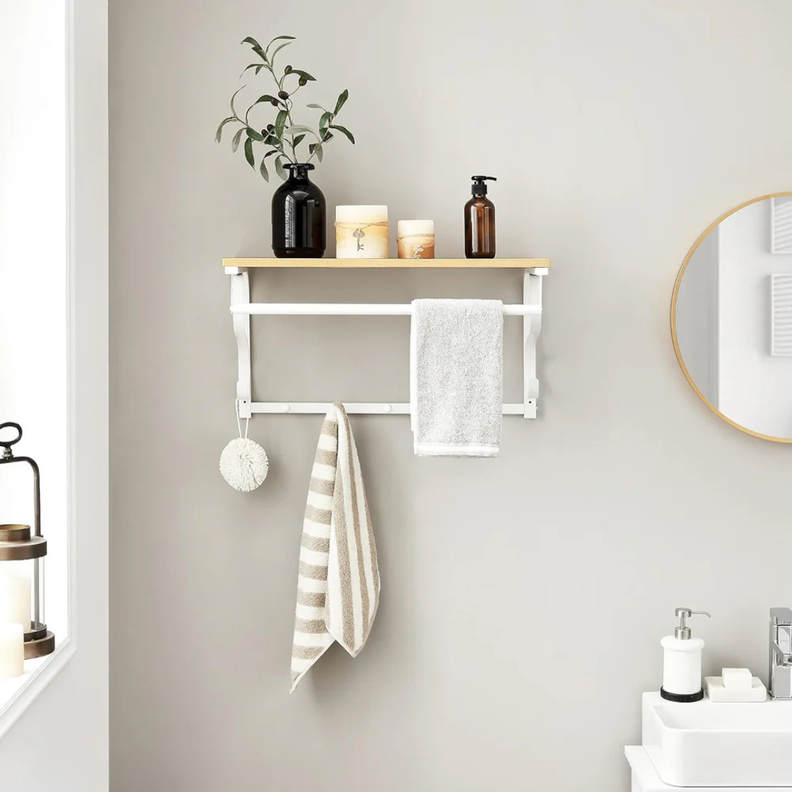 Perchero de Pared Multiusos Vicente | Estante y Colgador Blanco