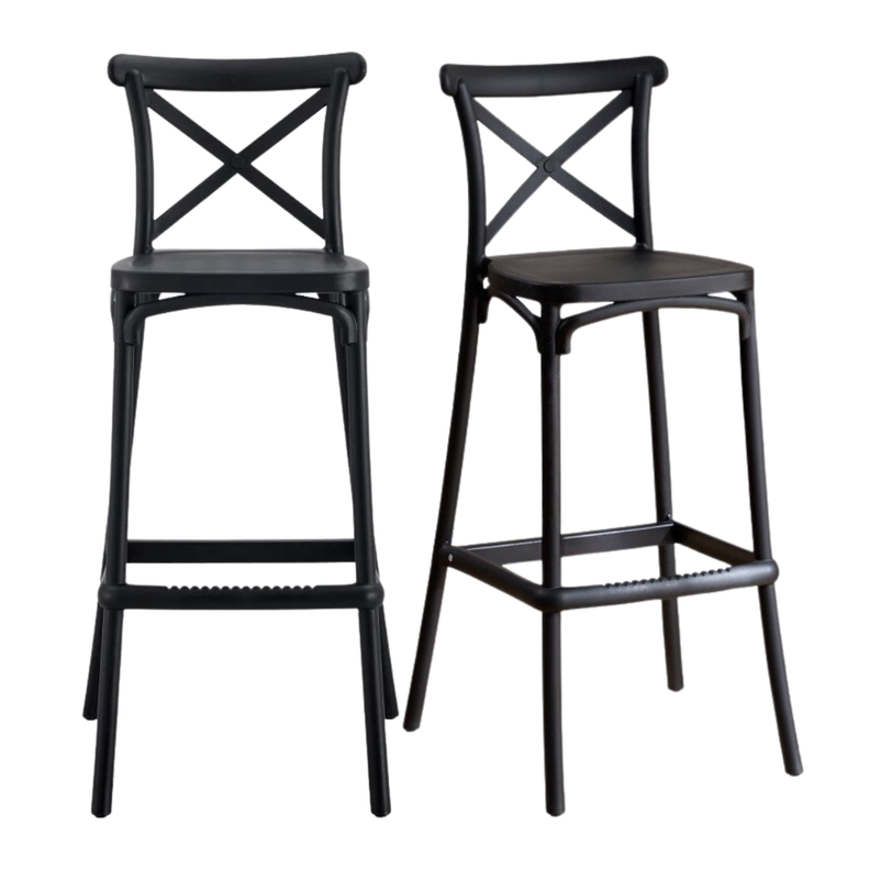 Pack 2 Taburetes Crossback Negro 65 cm| Diseno Moderno y Comodo