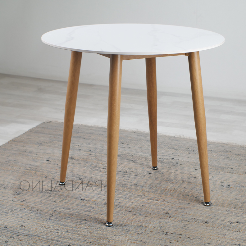 Mesa Redonda Nevada 100 cm | Diseno Minimalista, Piedra Sinterizada Blanco