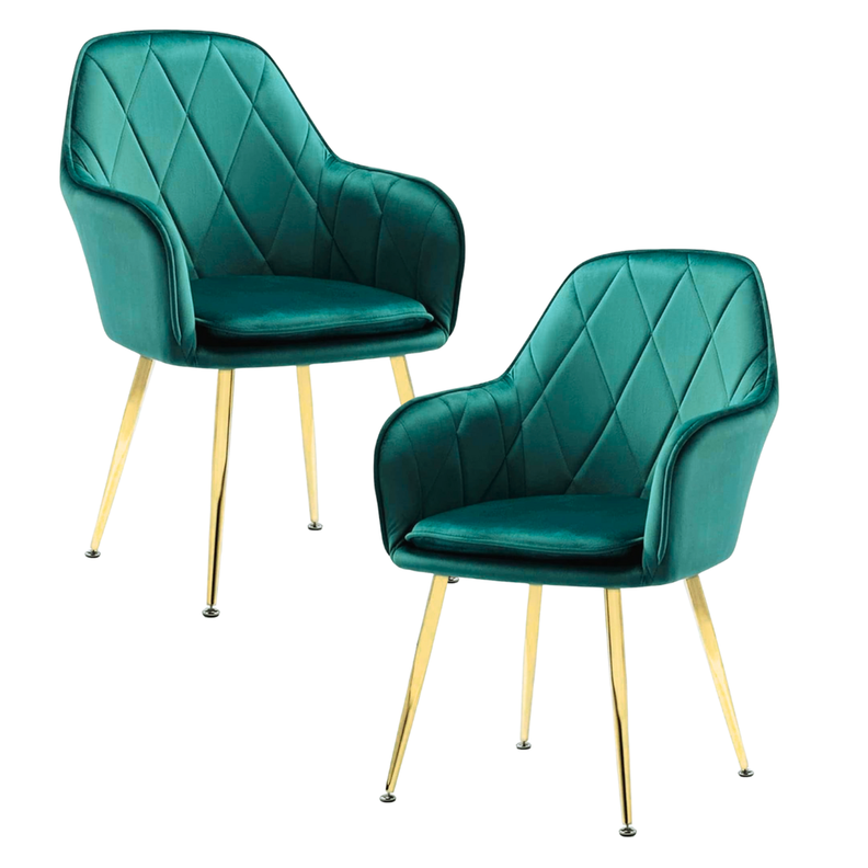 Pack 2 Sillón Sitial Diamante Terciopelo Verde | Moderno y Cómodo-0