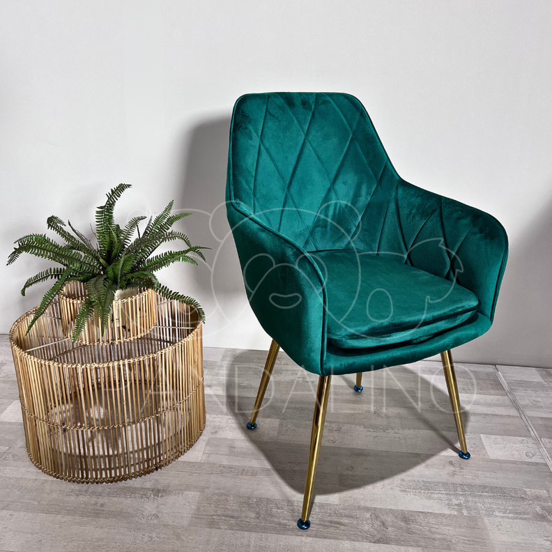 Pack 2 Sillón Sitial Diamante Terciopelo Verde | Moderno y Cómodo-1