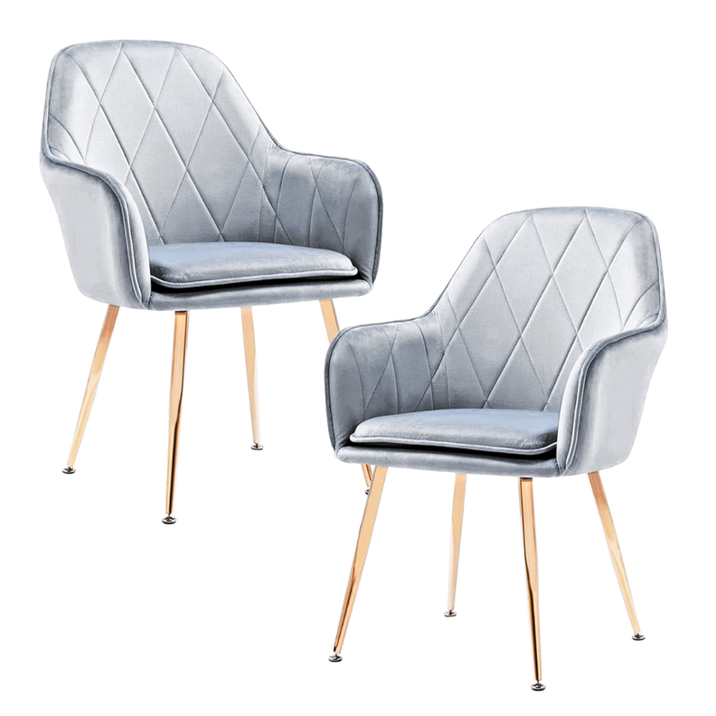Pack 2 Sillón Sitial Diamante Terciopelo gris | Moderno y Cómodo-0