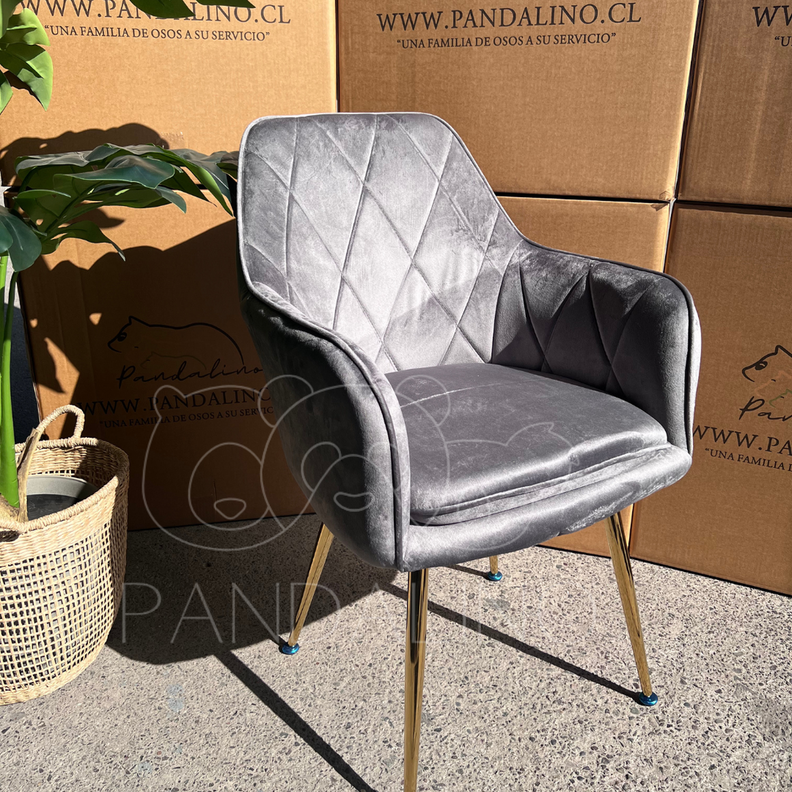 Pack 2 Sillón Sitial Diamante Terciopelo gris | Moderno y Cómodo-1