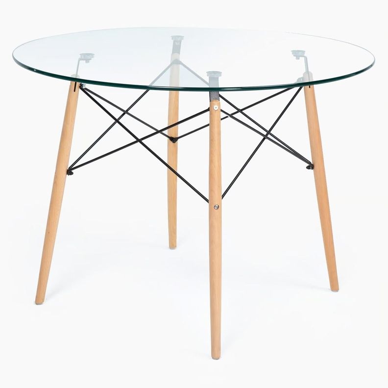 Mesa de Vidrio Redonda Elida 120cm - Diseño Clásico y Resistente-0