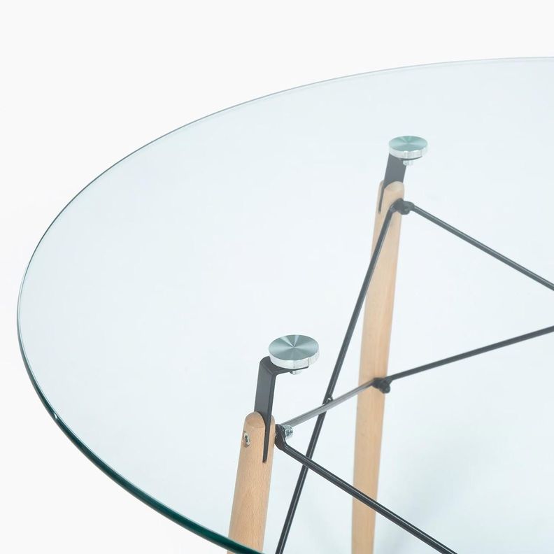 Mesa de Vidrio Redonda Elida 120cm - Diseño Clásico y Resistente-1
