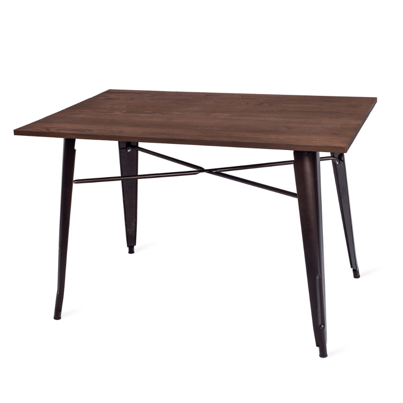 Mesa Rectangular Tolix 140x90 | Madera Oscura | Hogar - Negocio |-1