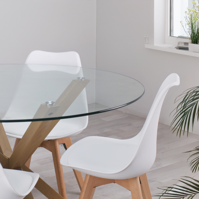 Comedor Mesa Equiz 120cm + 4 Sillas Tulip Blanca | Diseño Elegante-2