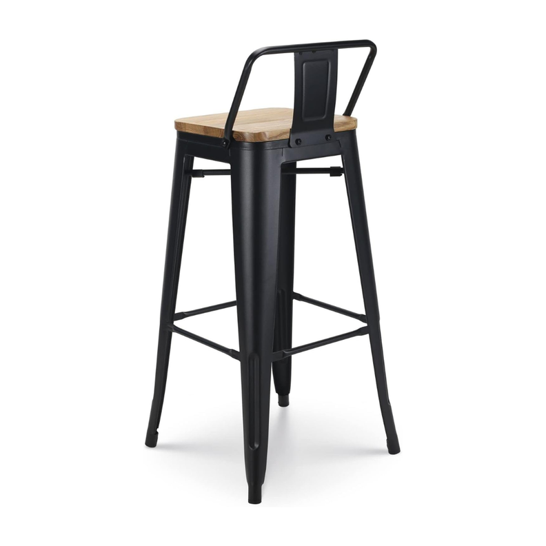 Pack 4 Taburetes Tolix Negros (madera clara) 77 cm | Bar Cocina-4