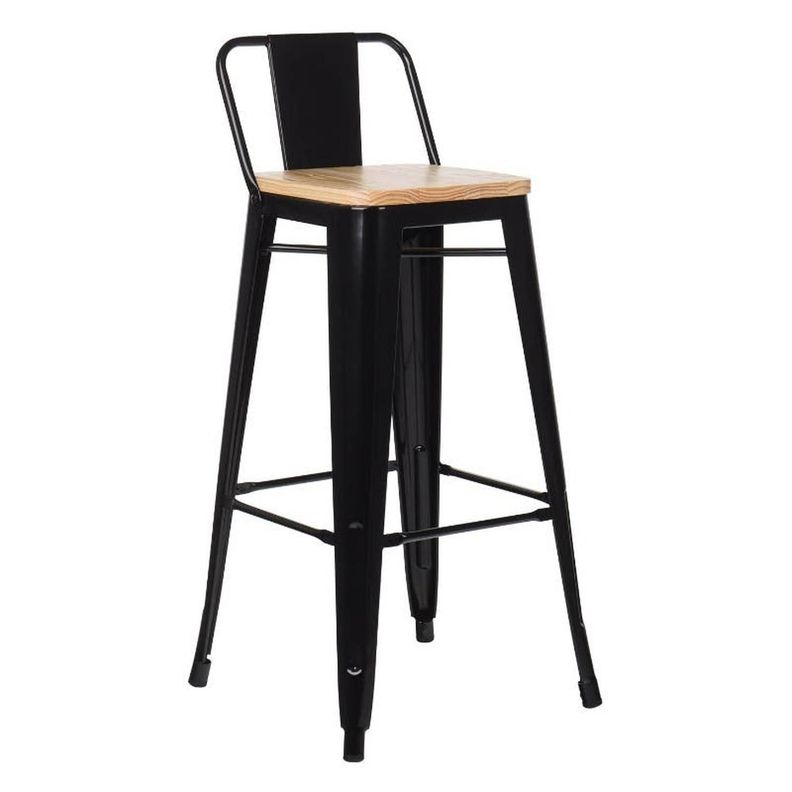 Pack 4 Taburetes Tolix Negros (madera clara) 77 cm | Bar Cocina-5