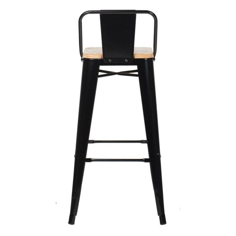 Pack 4 Taburetes Tolix Negros (madera clara) 77 cm | Bar Cocina-6