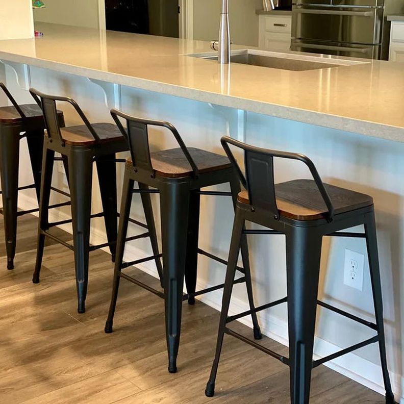 Pack 4 Taburetes Tolix Negros (madera clara) 77 cm | Bar Cocina-7