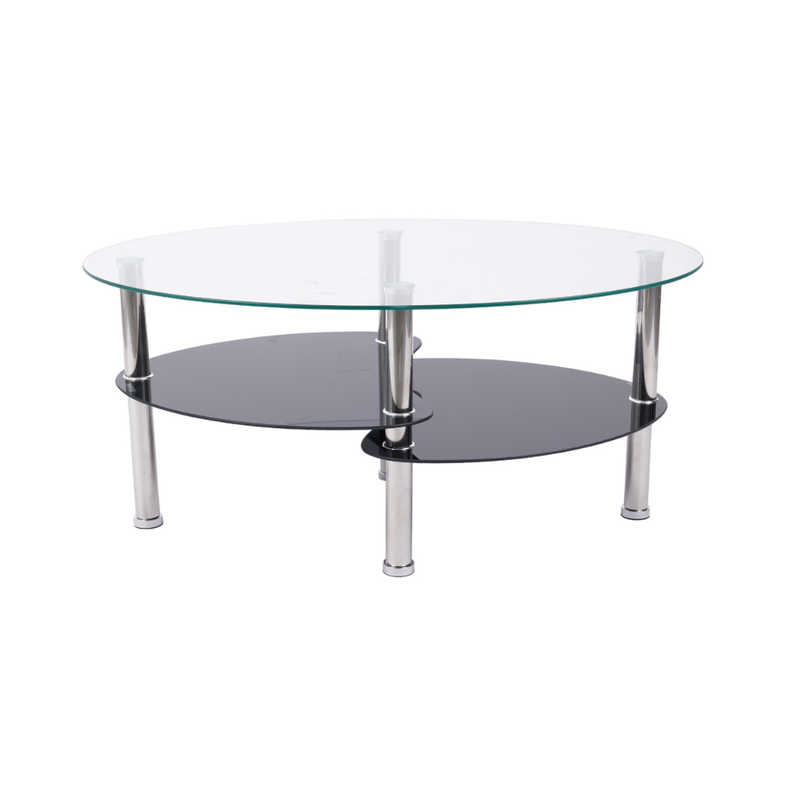 Mesa de Centro Moderna Martina con 2 Caras - Vidrio Templado Negro