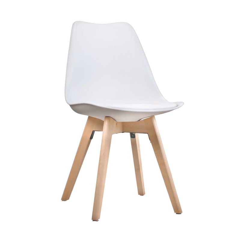 Juego Comedor Moderno Mesa Redonda Blanca 80cm + 4 Sillas Tulip Blanco - Pandalino-3