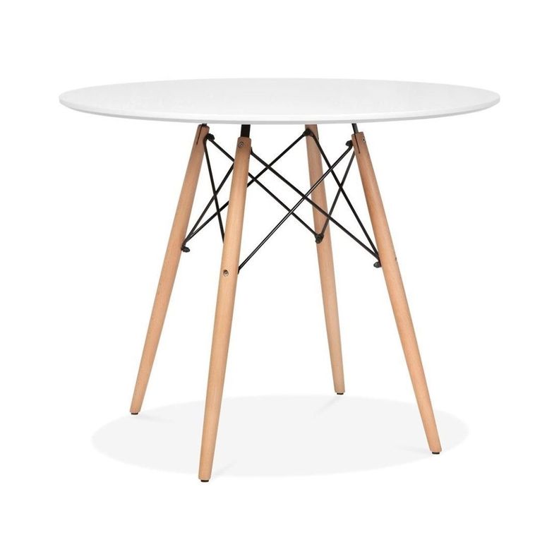 Juego Comedor Moderno Mesa Redonda Blanca 80cm + 4 Sillas Tulip Blanco - Pandalino-4