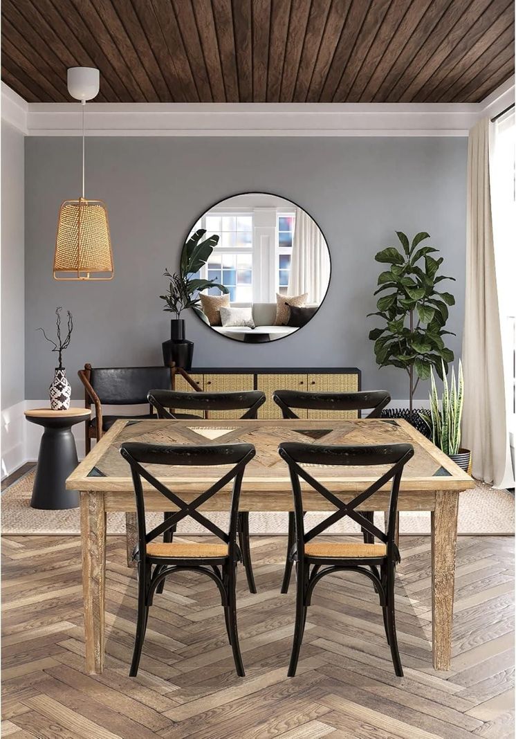 Pack 4 Silla Crossback Negra | Madera Ratán | Diseño Clásico-2