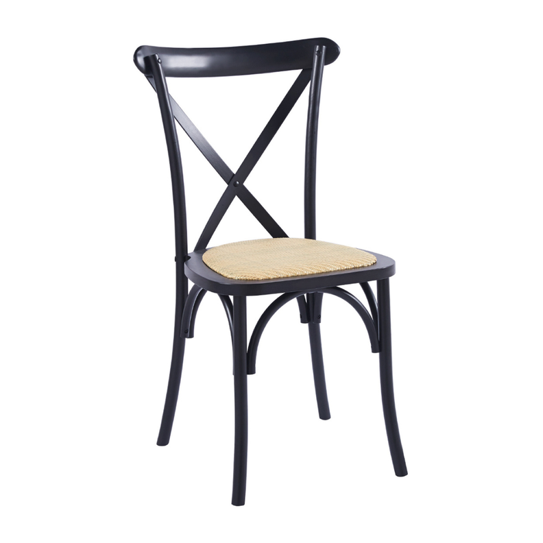 Pack 4 Silla Crossback Negra | Madera Ratán | Diseño Clásico-4