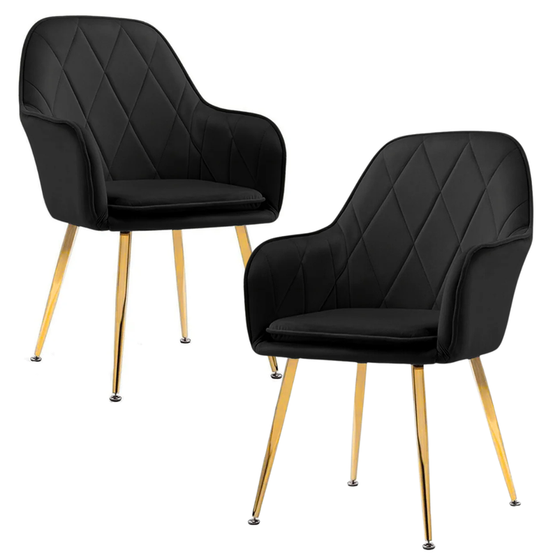 Pack 2 Sillón Sitial Diamante Terciopelo Negro | Moderno y Cómodo-0