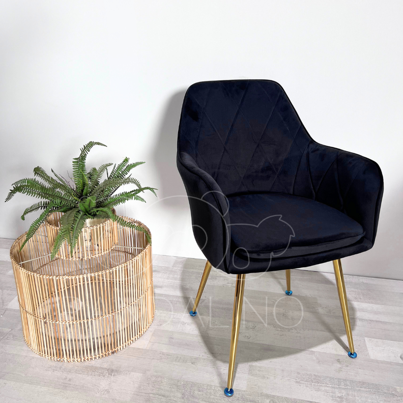 Pack 2 Sillón Sitial Diamante Terciopelo Negro | Moderno y Cómodo-1