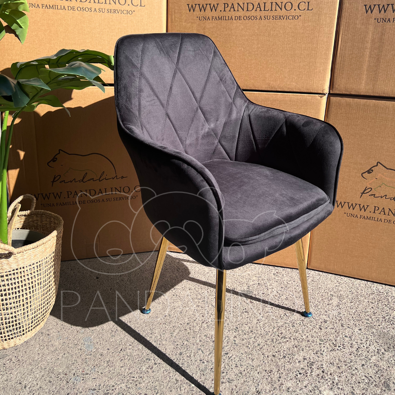 Pack 2 Sillón Sitial Diamante Terciopelo Negro | Moderno y Cómodo-2