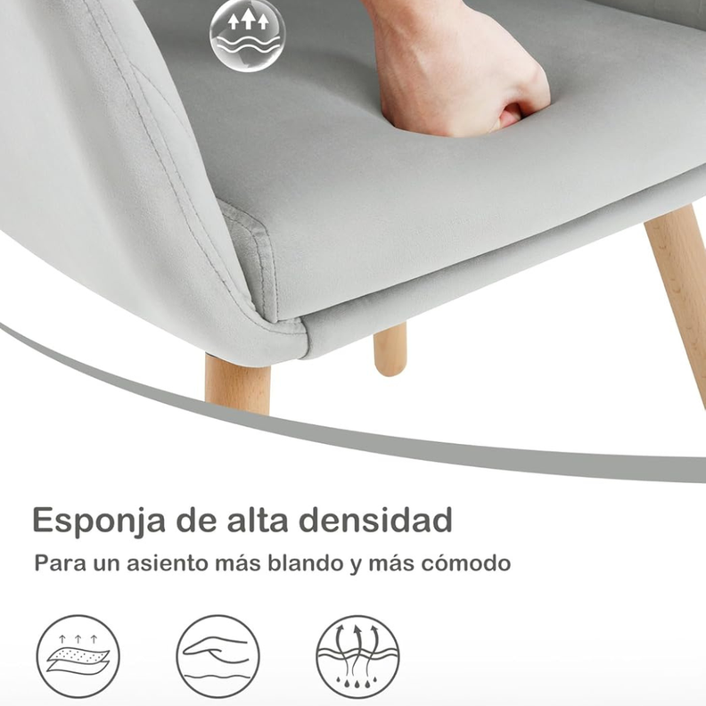 Pack 2 Butacas Sitiales Almer Velvet Gris | Sala, Dormitorio u Oficina-5
