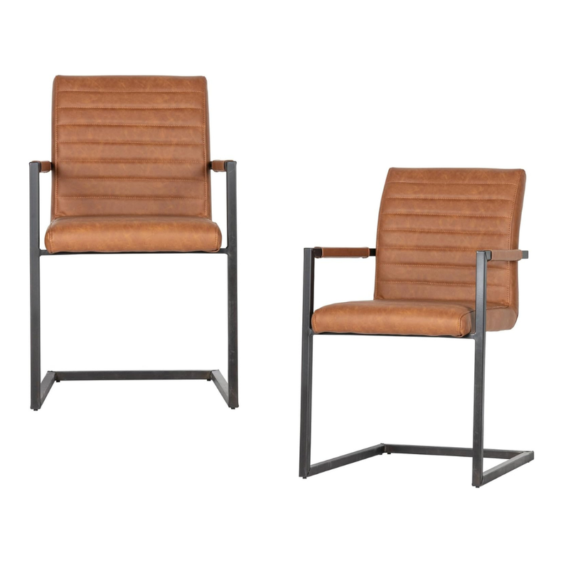 Pack 2 Sillas Ivon | Elegancia y Confort en Eco Cuero Cafe