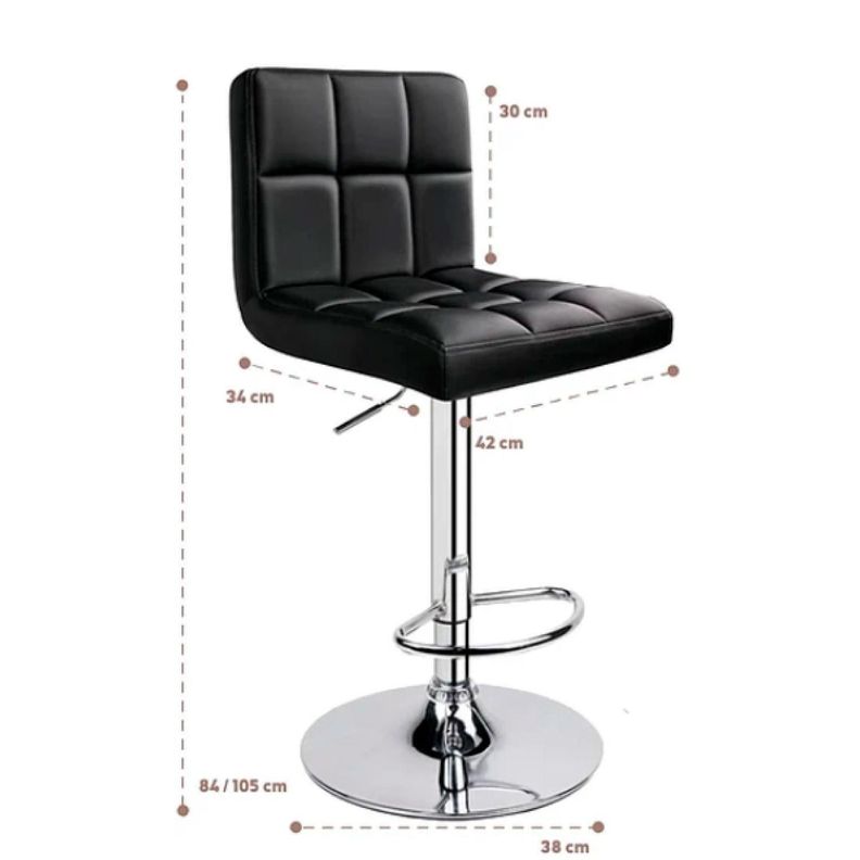 Pack 4 Piso Bar Altura Regulable Taburete Ivar Con Respaldo Negro-4