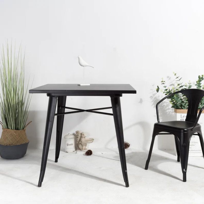 Mesa Tolix Cuadrada Negra 80x80cm | Industrial, Comedor, Exterior-4