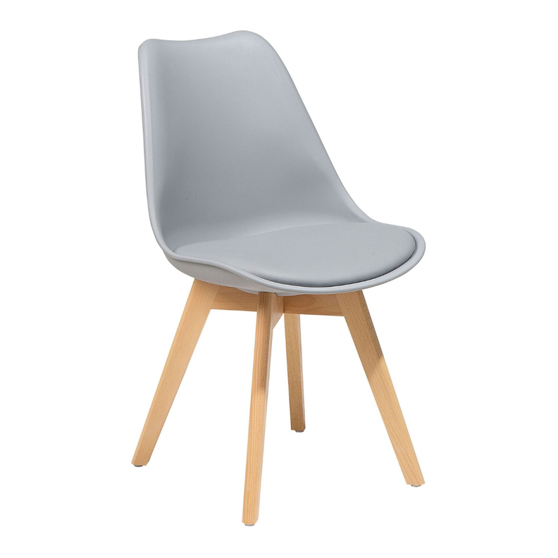 Silla de Comedor/Living modelo Tulip con asiento acolchado y patas de madera Gris-0