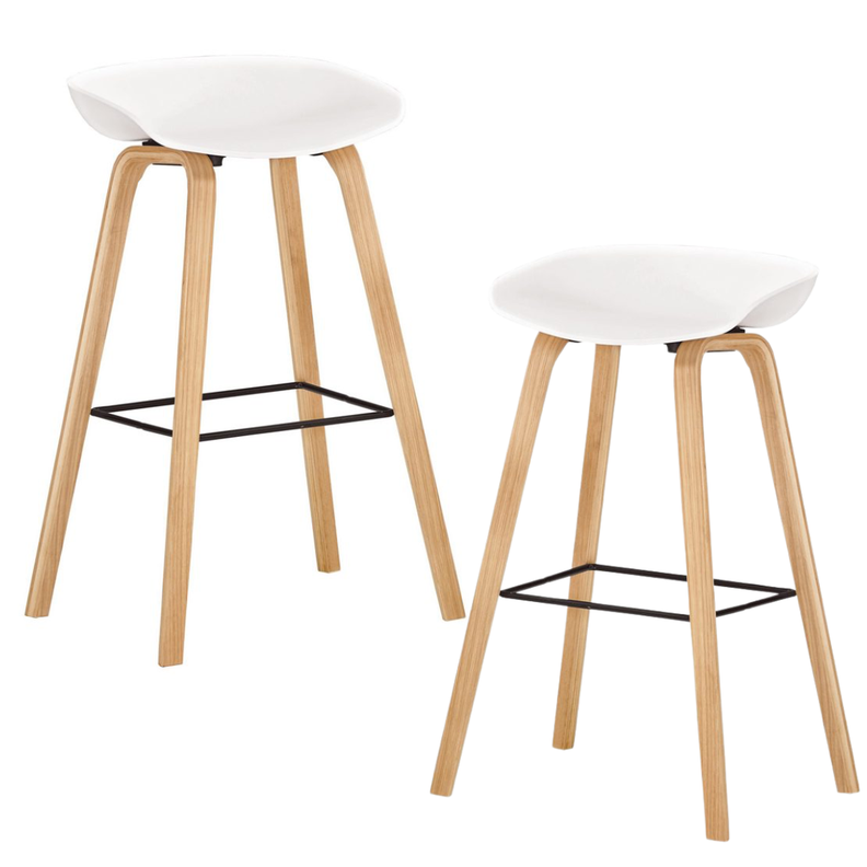 Pack 2 Taburetes Bar Nórdico Viggo 75 cm| Exterior Blanco-0
