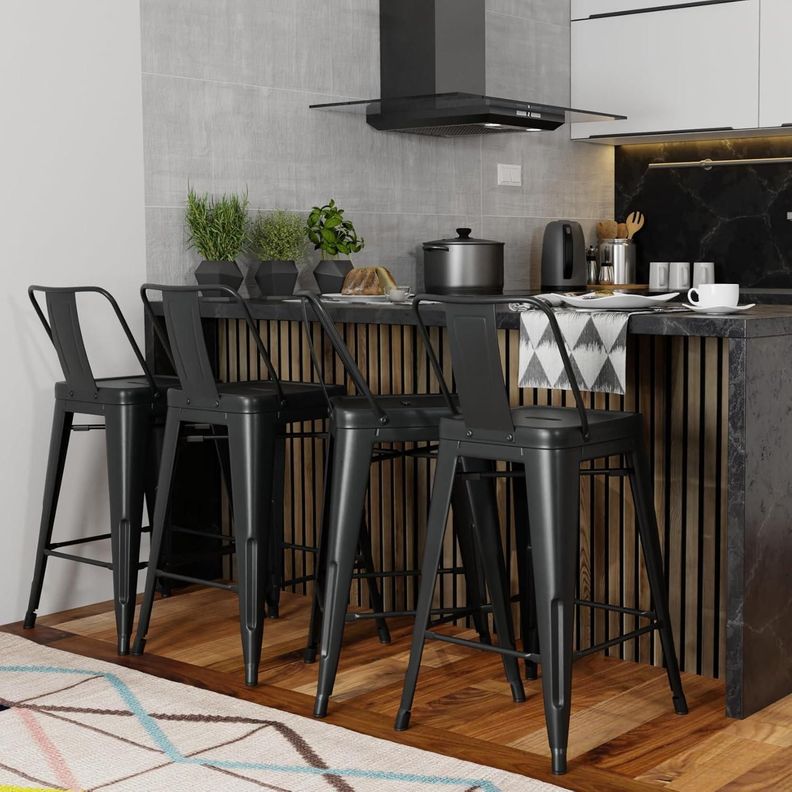 Pack 4 Taburetes Tolix Negros | Diseño Industrial para Cocina y Bar-1