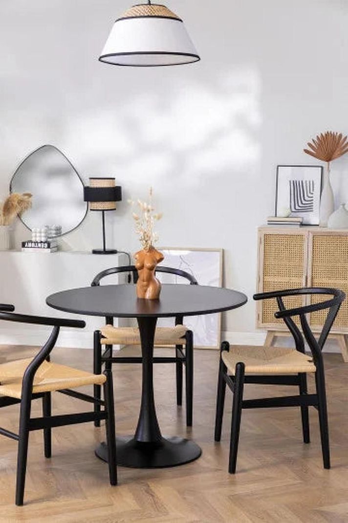 Mesa Tulip Redonda 80cm: | Elegante - Versátil | Blanco/Negro-1