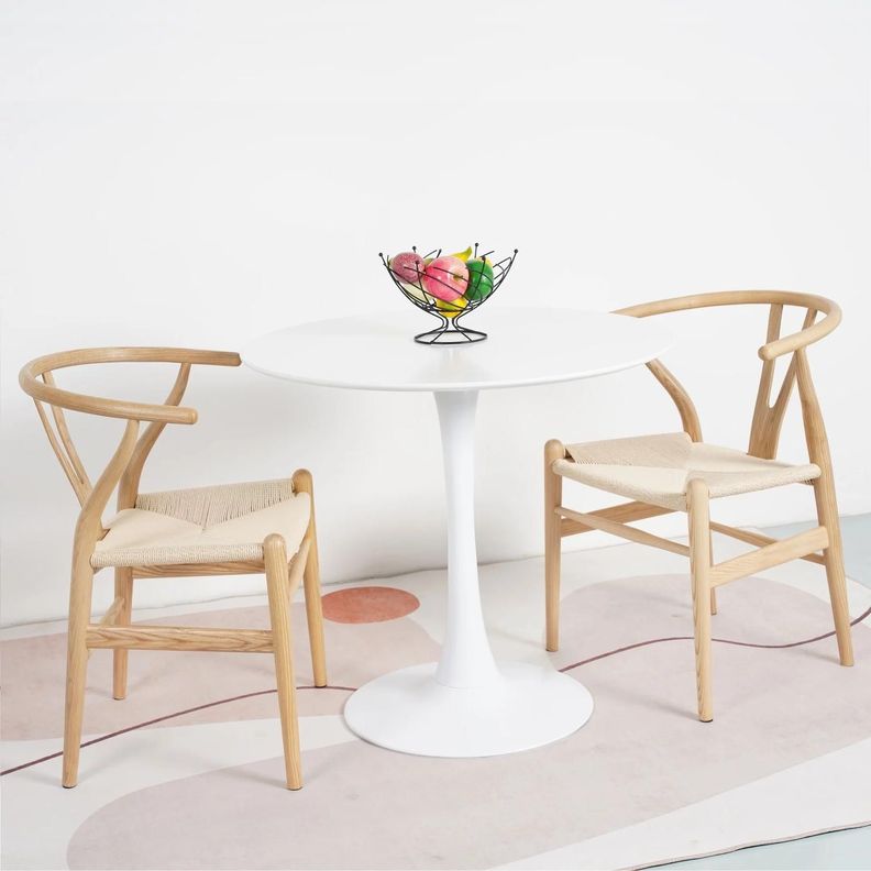 Mesa Tulip Redonda 80cm: | Elegante - Versátil | Blanco/Negro-2