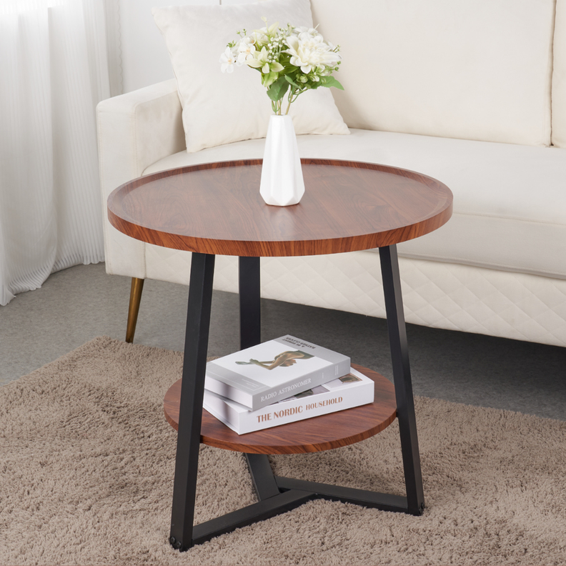 Mesa De Centro Mirella 60cm | Madera Oscura | Mesa Lateral-2